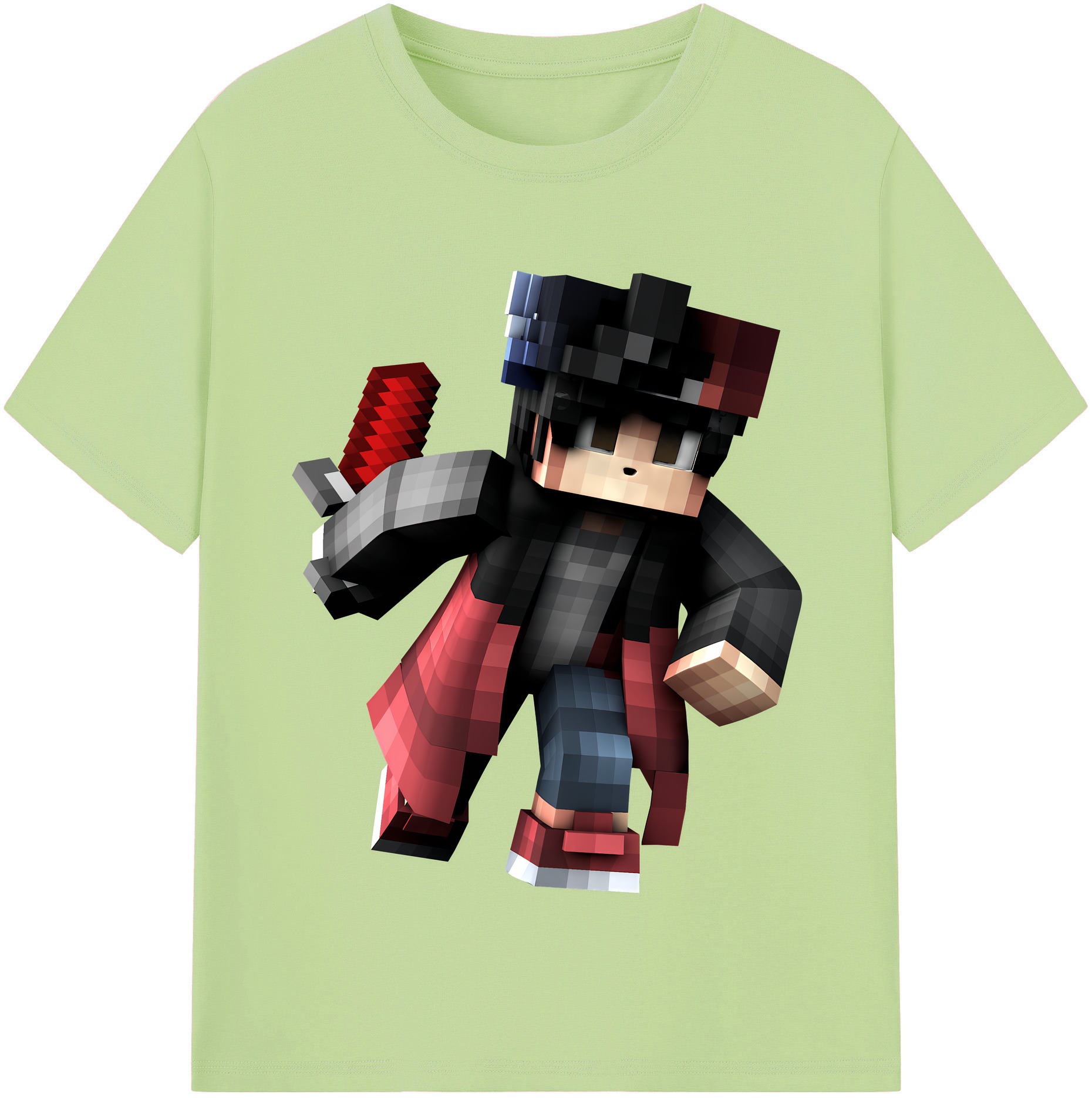 （画像用） マインクラフト ブロックの世界 Minecraft MC Block world 綿100％半袖Tシャツ（フロントプリント）